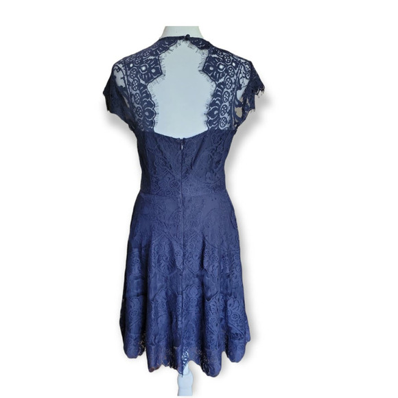 BB Dakota‎ Women's Rihanna Open Back Lace Mini Dress Size 2 Navy Blue - Picture 7 of 10
